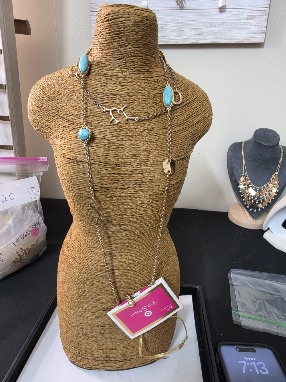 Turquoise Stone Long Chain Necklace - Lilly Pulitzer 219